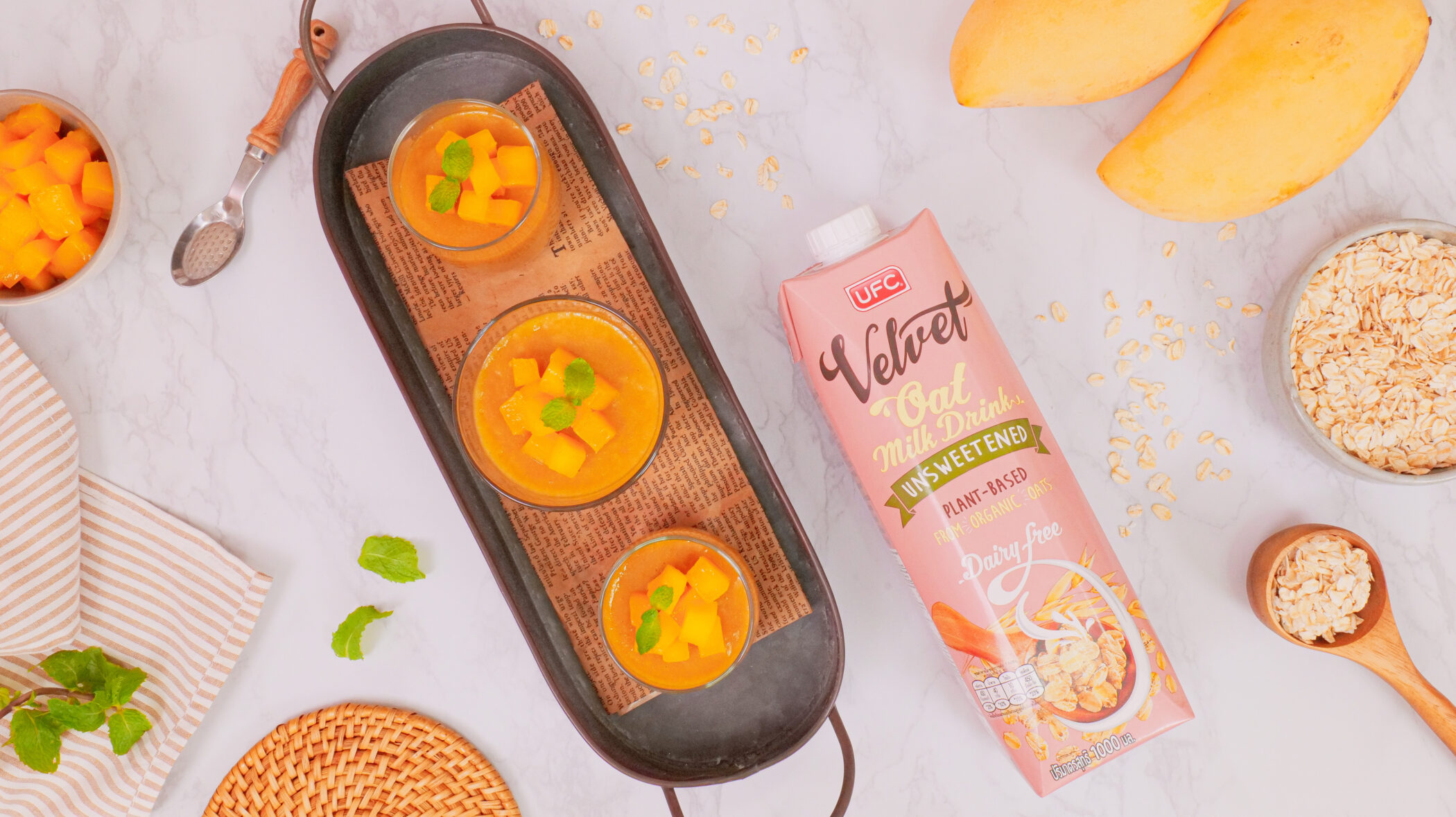 Oat Milk Mango Pudding - UFC REFRESH COCONUT WATER